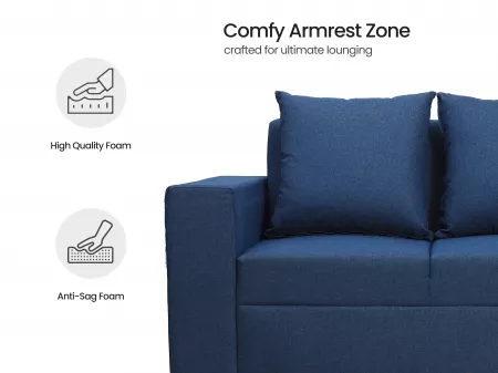 Hugo Upholstered 3 Seater Sofa in Blue Color